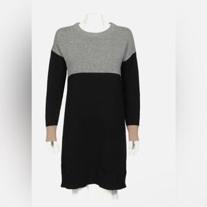 MADEWELL Colorblock Sweater Dress Wool Black Gray Heathered Crewneck - Size L